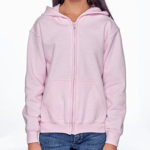 Youth Zipup Hoodie, Pink Medium